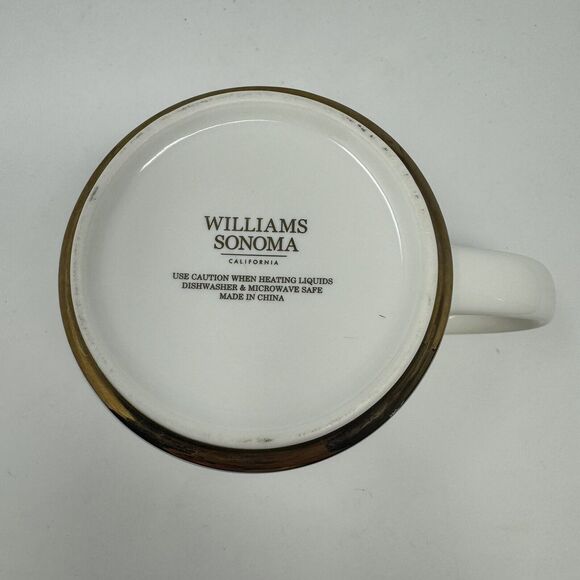 Williams Sonoma Mug Monogram Initial S Art Deco Cream Gold Modern Porcelain - Picture 3 of 3